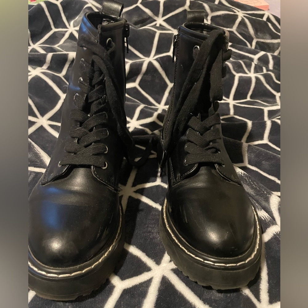Black leather boots